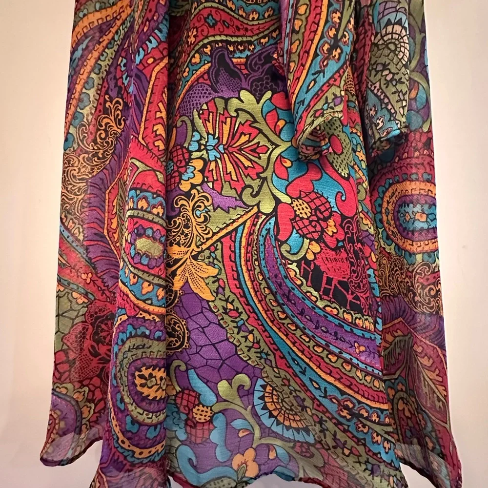 Vintage Y2K Era R&K Originals Fairycore Paisley Midi Dress w/ Tie Size 8 - Picture 7 of 9